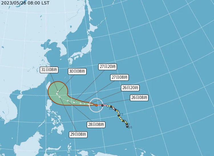 瑪娃颱風路徑預測圖。翻攝自氣象局