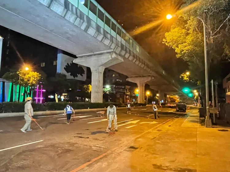 中捷公司完成巡軌作業後，確認系統正常。市府提供