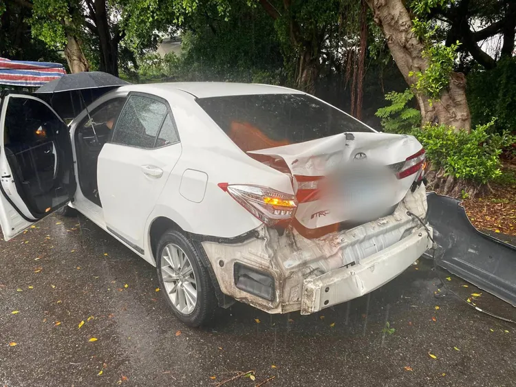 小客車平安抵達泰山分隊報案。國道警方提供