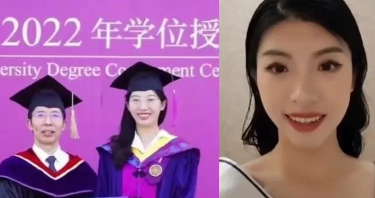 清華大學洪昊昀（中）參加選美比賽獲得佳績，卻有網友酸她，挺會化妝的（右）。翻攝微博/雲南大理