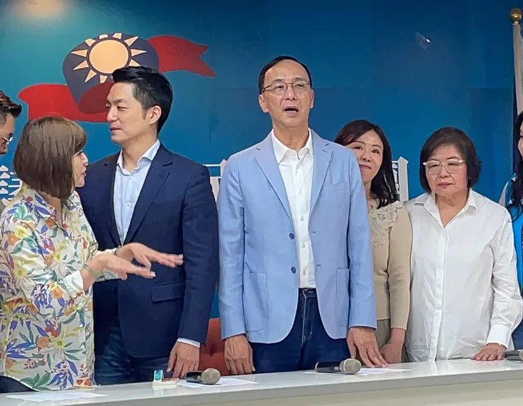 朱立倫今天中午出席國民黨台北市議會黨團大會。賴昀岫攝