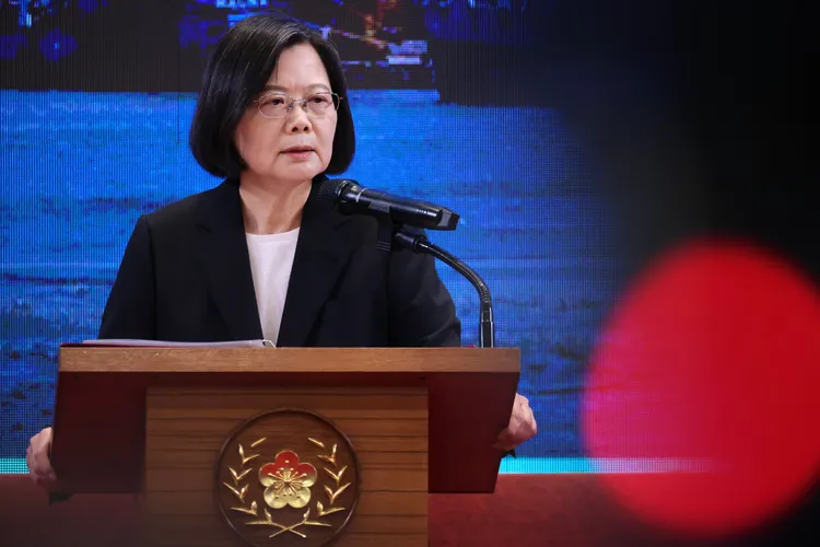 蔡英文說七年來，讓全世界重新看見台灣不可或缺的存在。林林攝