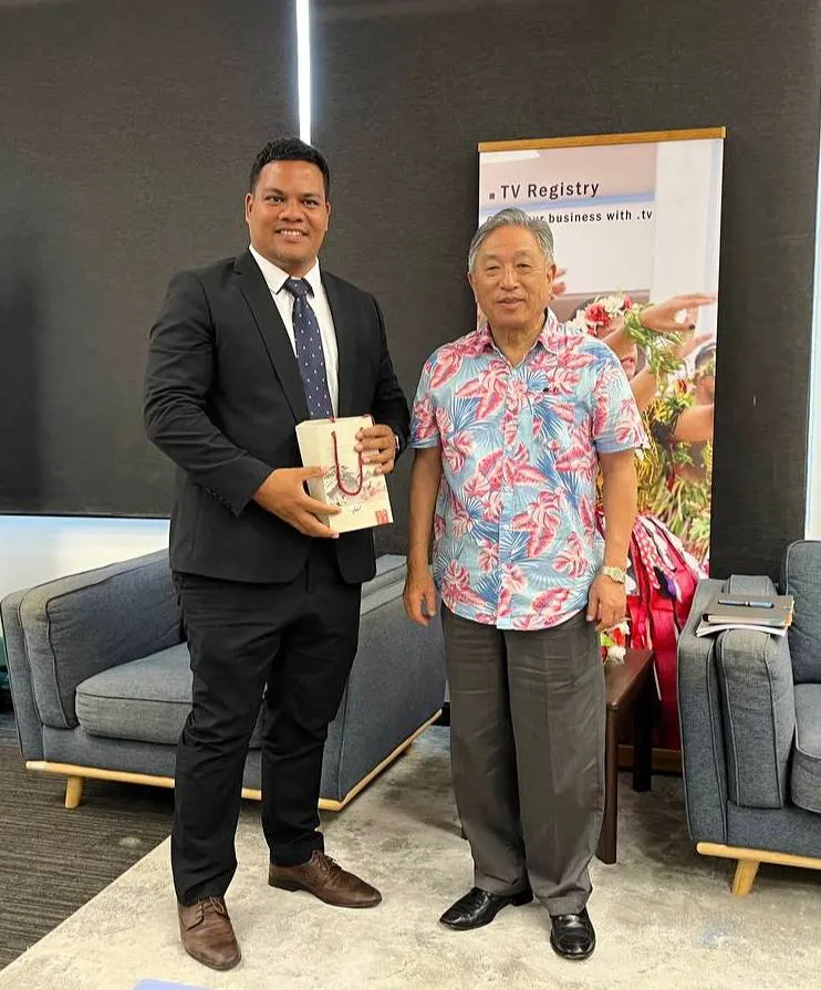 田中光今年2月率團到吐瓦魯國進行商機考察。外交部提供