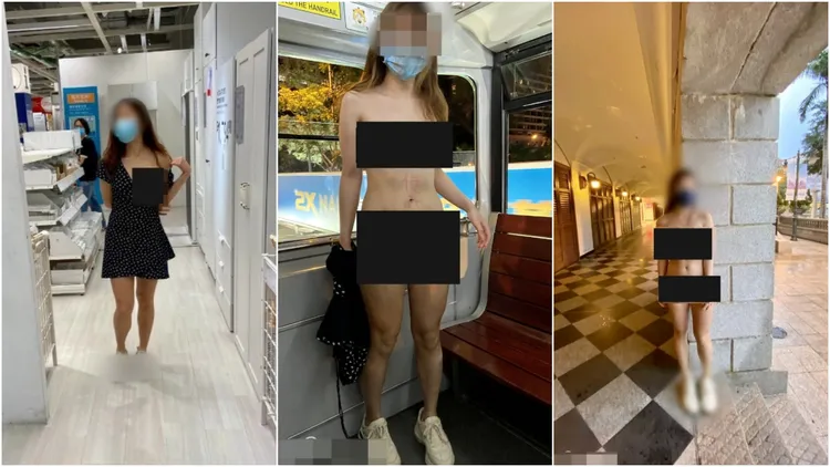 女子「露出」蹤跡遍及香港各大公共場合。翻攝自《香港01》