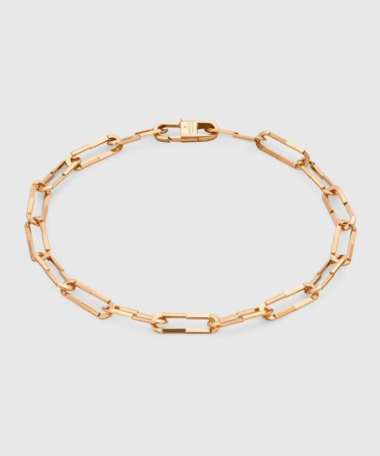 Gucci Link to Love系列18K玫瑰金手鍊，5萬3400元。品牌提供