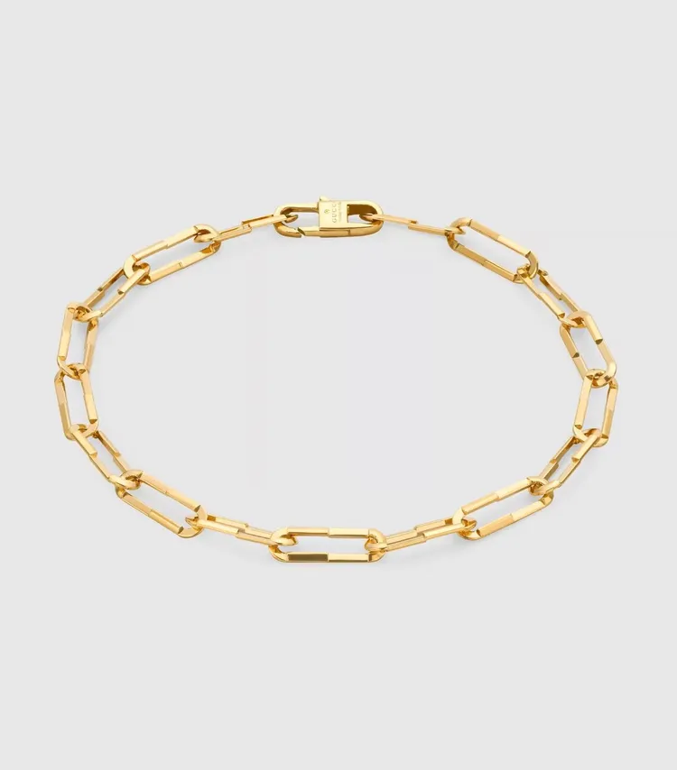 Gucci Link to Love系列18K金手鍊，5萬3400元。品牌提供