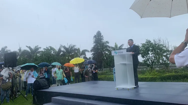 柯文哲進行宣誓演說。江孟謙攝