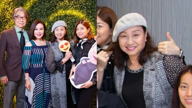 73歲的元秋（右二）罕見露面。翻攝文雪兒臉書