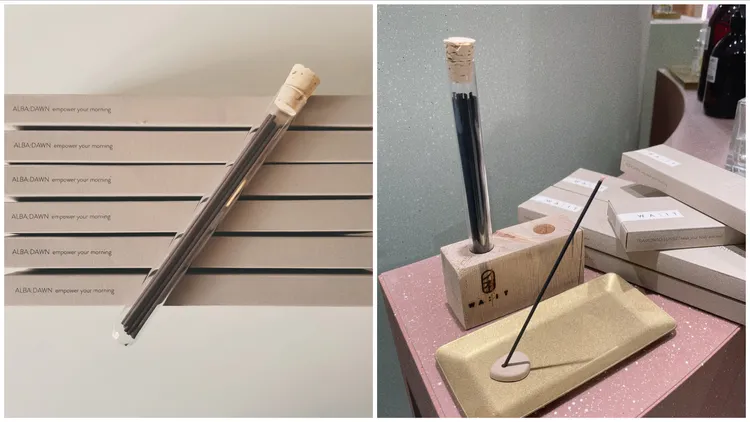 「晨。線香」、「暮。線香」，各40g／168z元。左圖品牌提供、右圖張家玲攝