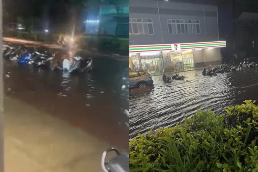 北台雷雨狂炸!一排機車水中漂浮 氣象達人示警:雷雨胞還在發展
