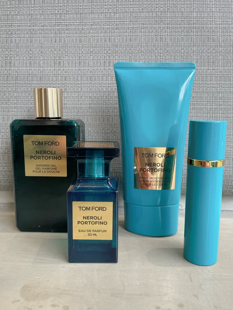 TOM FORD為最熱賣的地中海系列暖陽橙花打造旅行隨身版香氛30ml／6100元、沐浴膠250ml／2950元、身體乳150ml／2950元。張家玲攝
