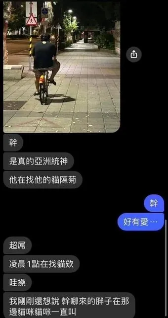 網瘋傳統神凌晨尋貓背影。取自PTT