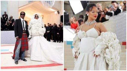 Met Gala|蕾哈娜挺孕肚姍姍來遲 浮誇造型讓人心甘情願苦等她
