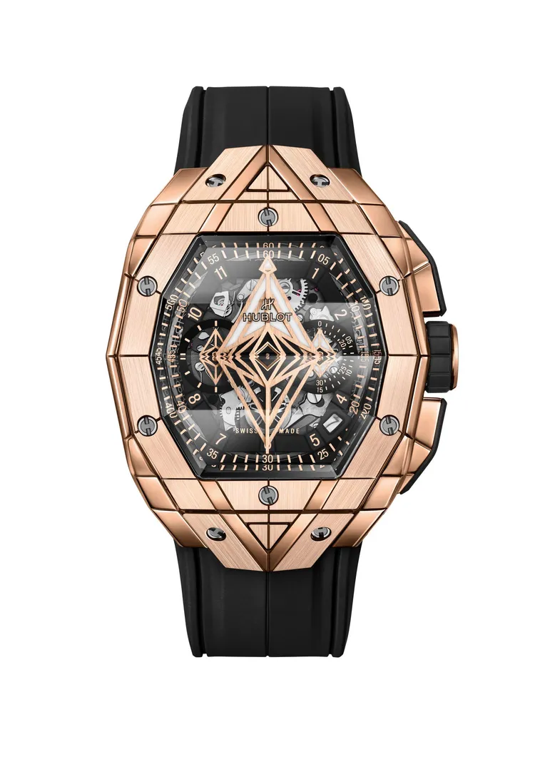 Spirit of Big Bang Sang Bleu計時碼錶皇金款，限量100只，156萬7000元。品牌提供