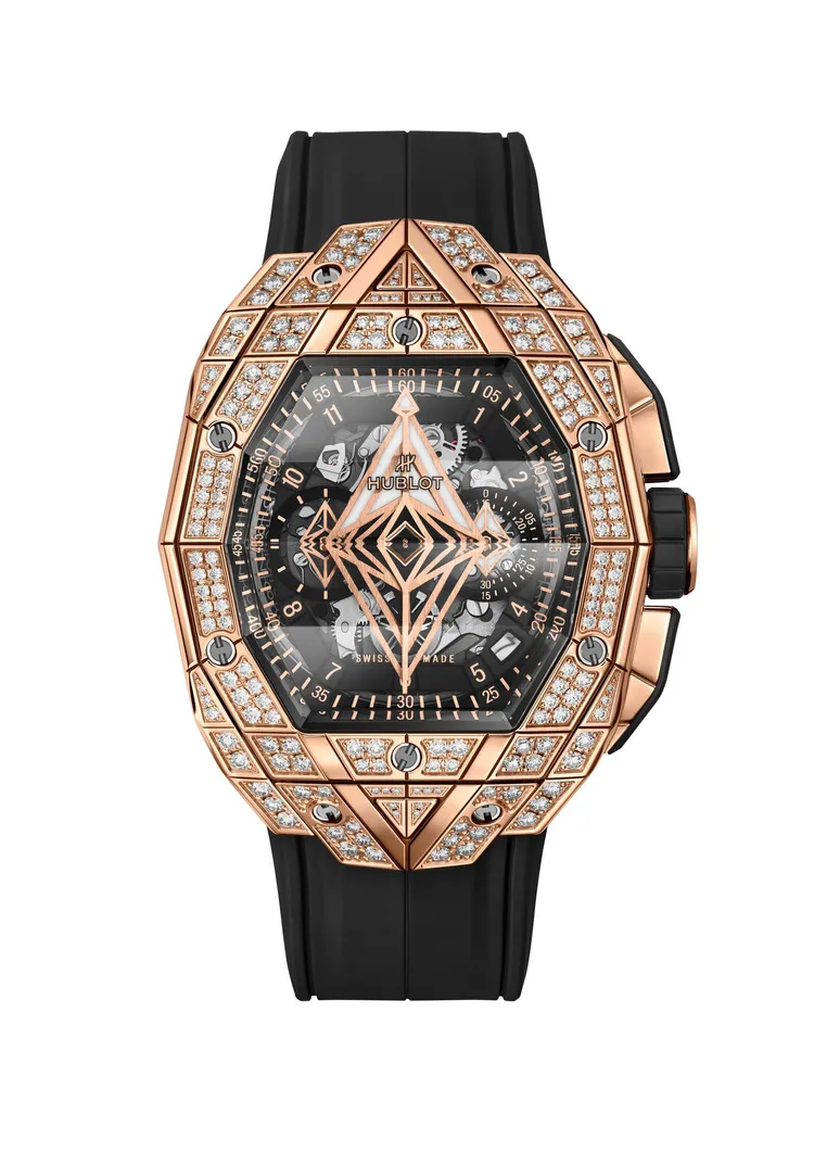 Spirit of Big Bang Sang Bleu計時碼錶皇金滿鑽款，218萬8000元。品牌提供