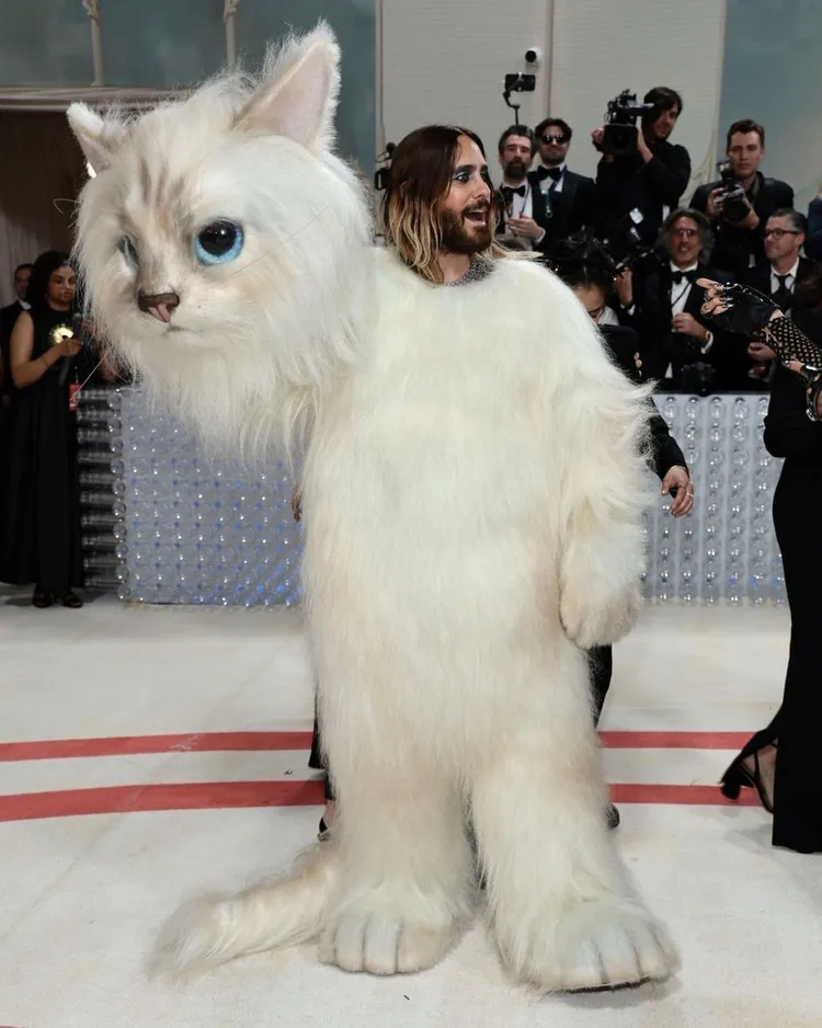 裝扮徹頭徹尾拷貝「喵星人」的正是曾拿下奧斯卡最佳男配角獎項的好萊塢男星傑瑞德雷托。翻攝themetgalaofficial IG