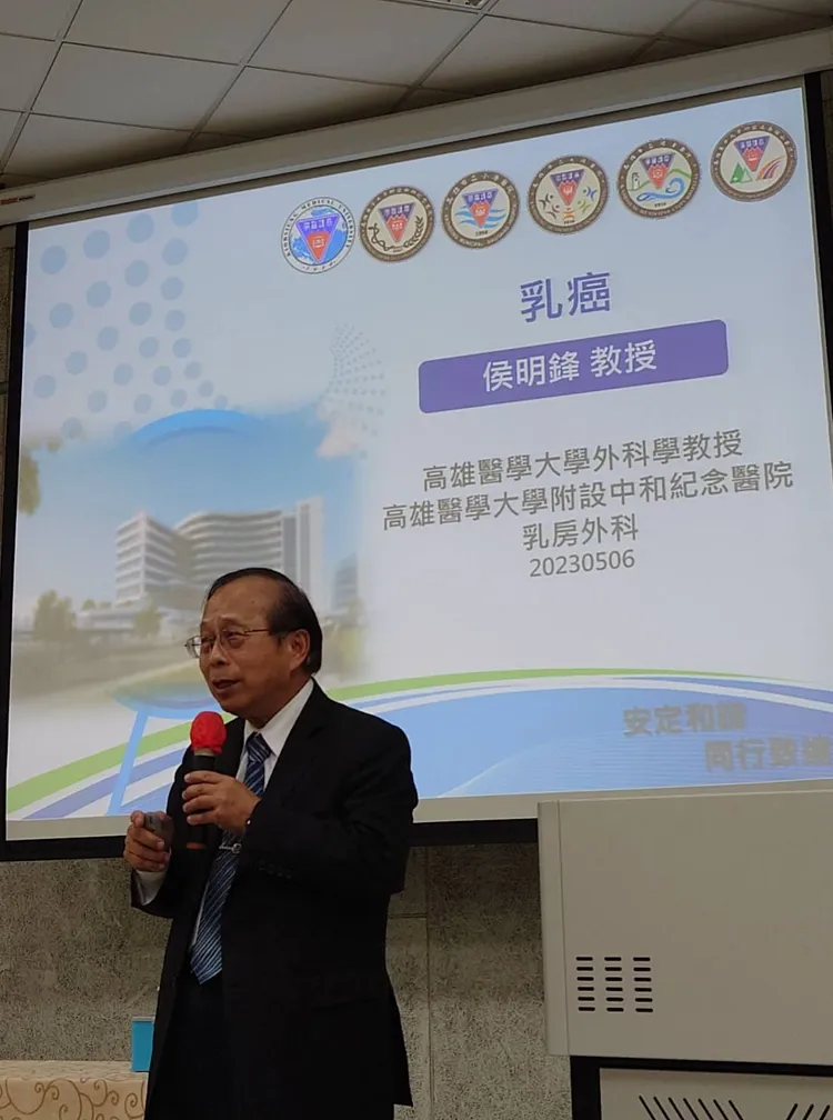 侯明鋒今到岡山進行乳癌衛教演講前受訪，強調家人支持侯友宜的任何決定。讀者提供