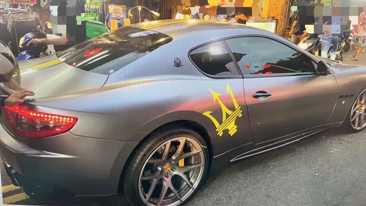 瑪莎拉蒂跨越雙黃線逆向。樹林警分局提供