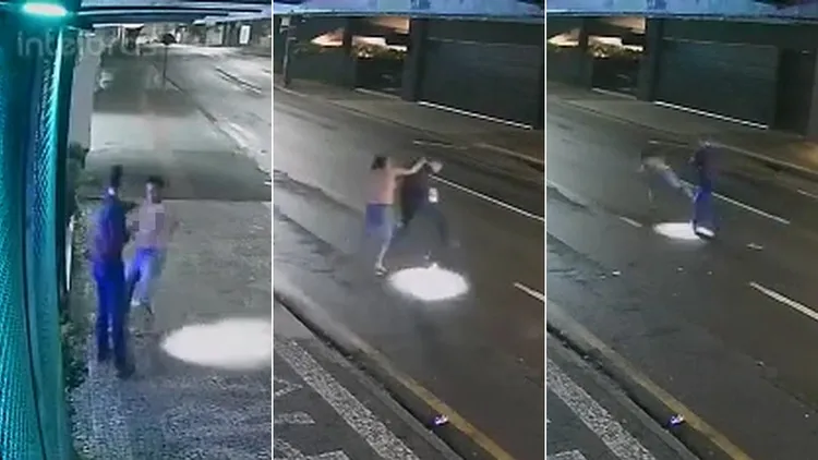 戴安娜與酒吧保全發生肢體衝突，最終被保全一把推倒在地。翻攝自推特