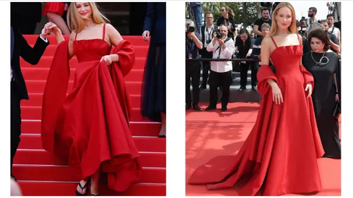 小珍妮佛坎城影展解放雙腳 DIOR禮服一掀妙搭夾腳拖