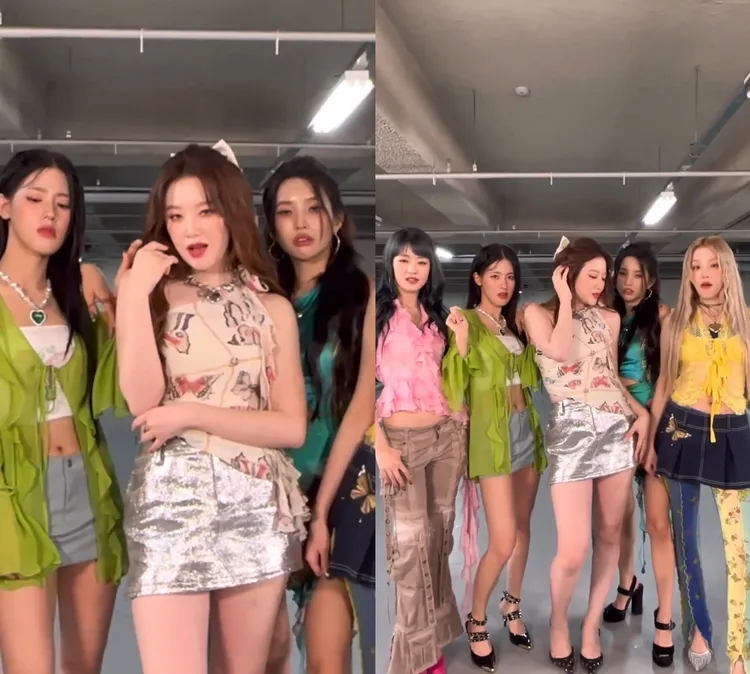 (G)I-DLE其實是幫網紅拍《Square Eyes》挑戰，故意翻白眼裝不爽。翻攝Ral Ral IG