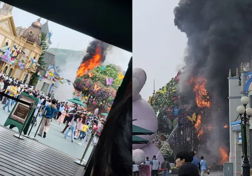 火球沖天畫面曝!南韓「愛寶樂園」失火 遊客嚇傻驚呼連連