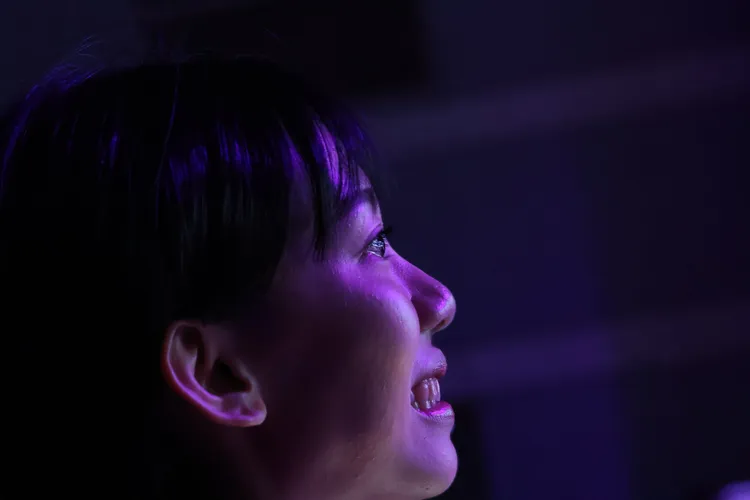 有粉絲終於看到金宣虎，開心到眼眶含淚。鄭孟晃攝