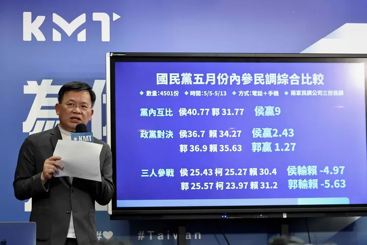 國民黨公布內參民調數據。施昂強攝