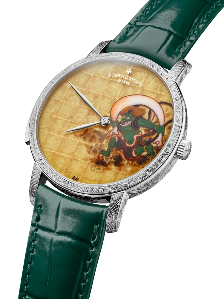 Les Cabinotiers閣樓工匠系列「God of Wind」腕錶，18K白金錶殼刻有游雲般的精緻雕花。品牌提供