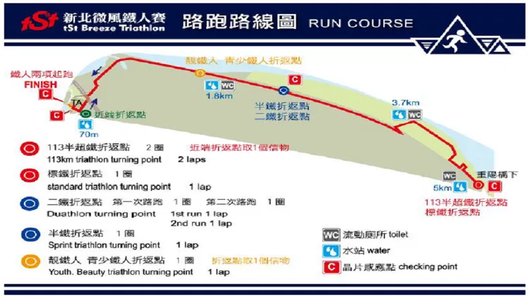 新北微風鐵人賽路線圖。蘆洲警分局提供