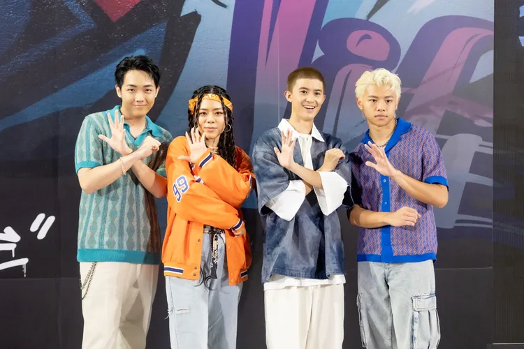 街舞男團B.T.O.D成員張龍（左起）、饒舌新星夏沐、子賢、淇揚擔任街舞大賽代言人。