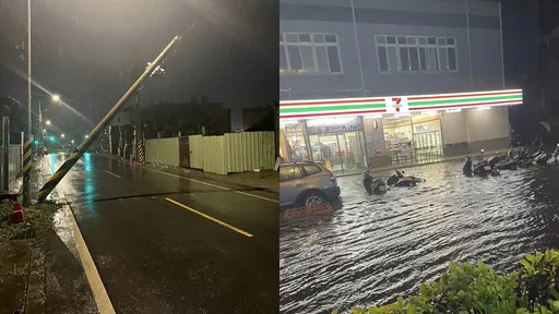 雨轟桃園16處淹水!這家超商真變「航海門市」 電線桿也斷了