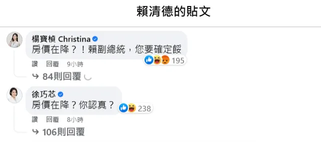 賴清德談房價被轟。翻攝自賴清德臉書