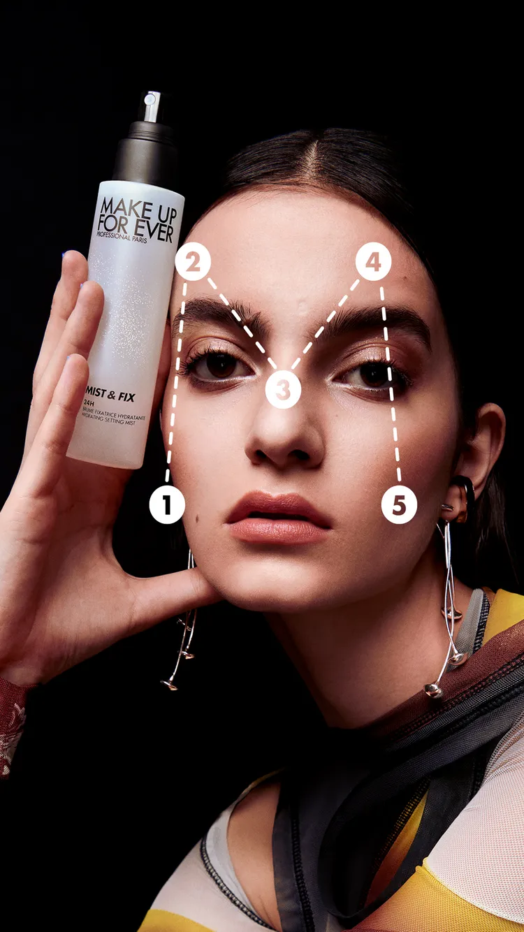 升級版黑白雙星定妝噴霧專屬的M字定妝手法。品牌提供