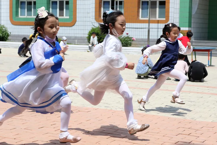 北韓兒童。美聯社