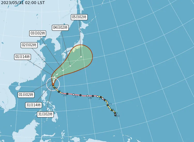 瑪娃今最靠近台灣！翻攝氣象局