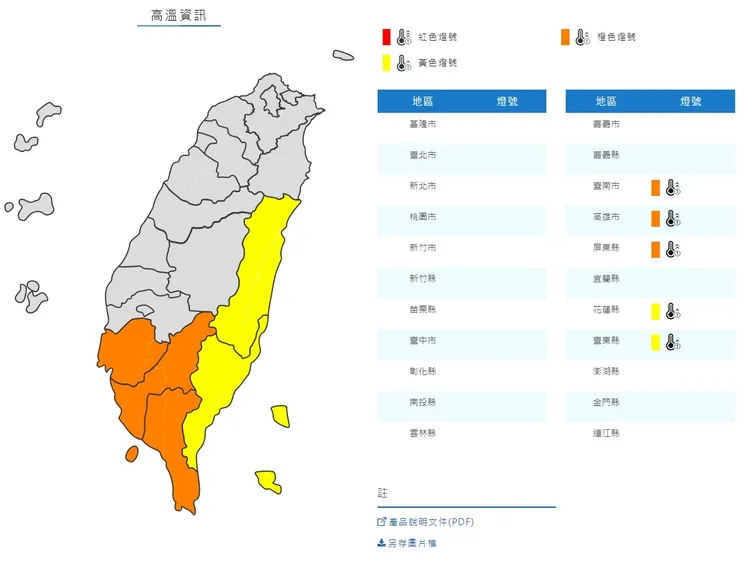高屏高溫飆38˚C。翻攝氣象局