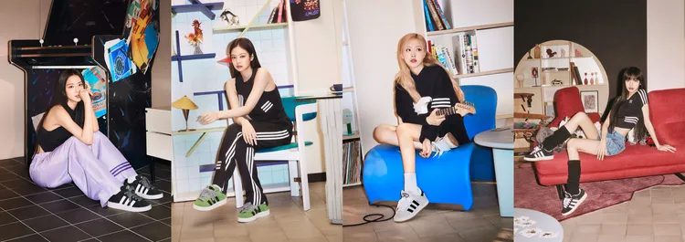 BLACKPINK開心以自己的風格詮釋Campus 00s復古滑板鞋款。品牌提供