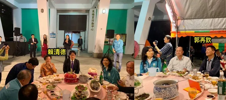 徐巧芯在臉書上貼出賴清德與郭再欽的同桌吃飯照。翻攝自徐巧芯臉書