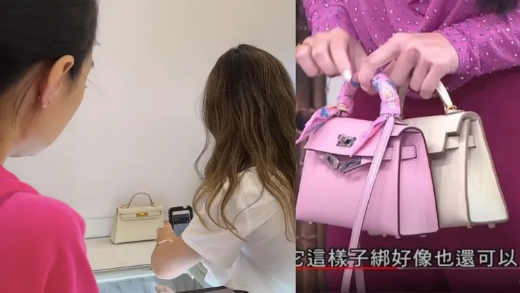 網友質疑王思佳帶去驗包的愛馬仕包包與上節目的包包並非同一個包包。翻攝王思佳、女人我最大YouTube