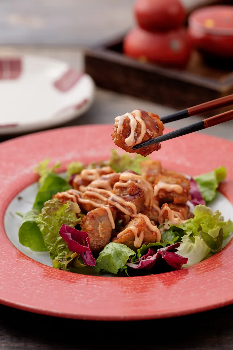 鳥丈-明太南蠻風唐揚鮪魚塊。業者提供