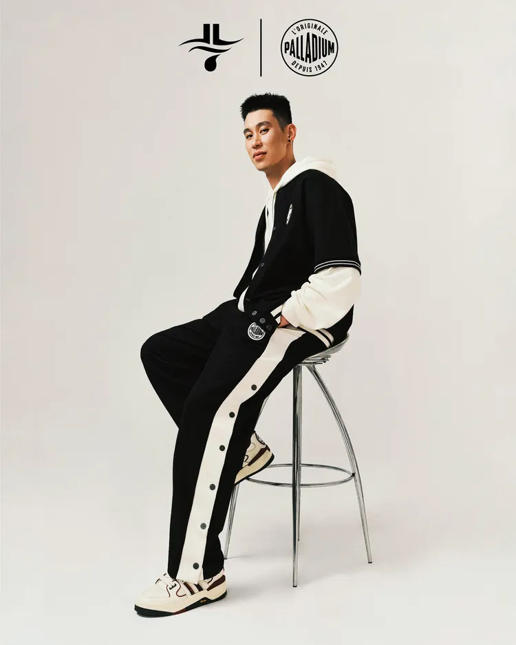 「PALLADIUM X JEREMY LIN林書豪聯名7號系列」，包含引入刺繡球員外套、側排扣側開長褲等重點單品，將於5/16上午11點於誠品生活西門店首發上市。業者提供