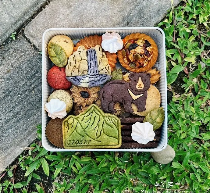 「山分之一」每季固定更新百岳造型餅乾，並融合當地、時節特色等可愛動物。業者提供