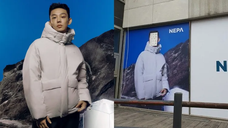 劉亞仁代言的戶外品牌NEPA繼遮住他的廣告看板後，現在要與他解約。翻攝naver
