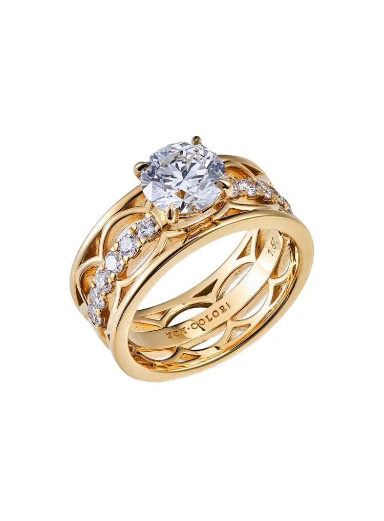 Love in Paris愛在巴黎系列Love in Gauche愛在左岸18K金鑲鑽戒指，主鑽1.5克拉，29萬元。品牌提供