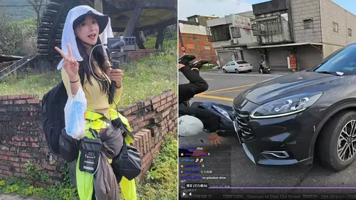 企鵝妹環島「桃園車禍全球放送」 駕駛疑拍照後馬上在她身前撞車