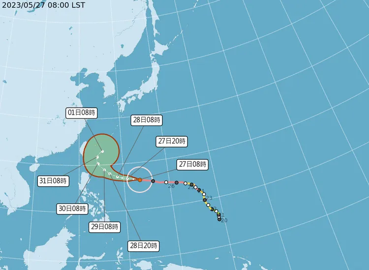 瑪娃颱風最新路徑圖。翻攝氣象局官網