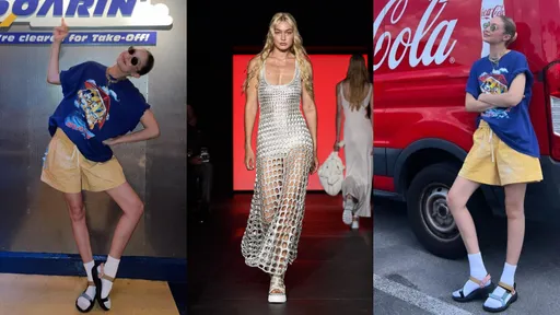 名模Gigi台上台下兩個樣　短襪搭涼鞋親民辣媽也很潮