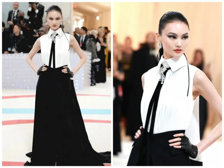 超模賀聰的煙燻妝相當大膽搶眼。翻攝heconghc IG