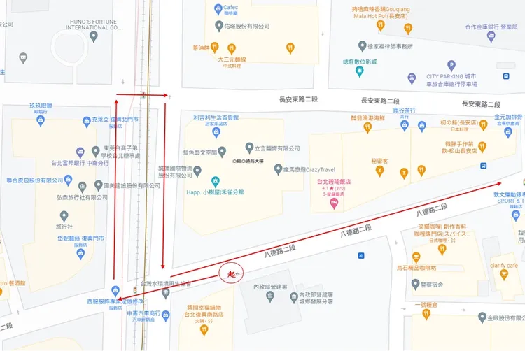 男大生騎車路徑。翻攝畫面